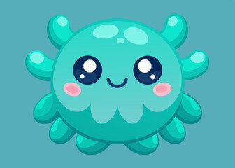Adorable Cartoon Sea Creature Cute Aqua Jellyfish Illustration