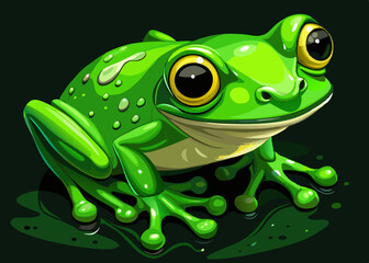Cute Green Tree Frog Illustration Cartoon Amphibian
