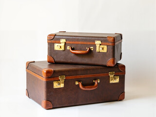 vintage suitcase isolated on white