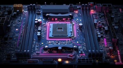 High-tech motherboard close-up