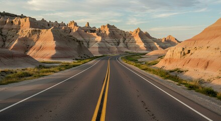 Road Through the Badlands National Park
