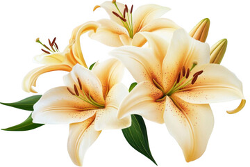 Elegant lilies bloom, showcasing delicate petals and vibrant colors in floral theme.