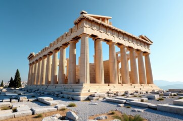 Obraz premium Ancient Greek temple ruins on a sunny day