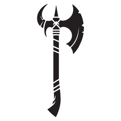 Intense Demonic Axe silhouette, chaotic and sharp – Demonic Axe illustration – Minimalist Demonic Axe vector – Weapon silhouette


