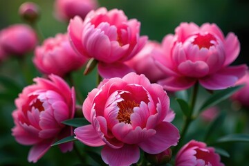 Fototapeta premium Bold peony blossoms, densely packed, vibrant hues, bold, bright