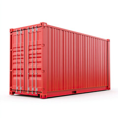 Closed red cargo container with modern design