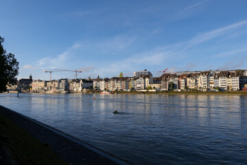 Obraz premium Basel City skyline At River Rhine In Switzerland