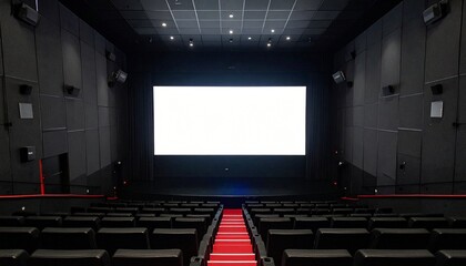 Naklejka premium Cinema Projection Screen Mockup - Background for Application Presentation - Template for Movie Screen - Wide Screen in Theathers - White Screen for Product, Interface Design - App, Web, UI Design