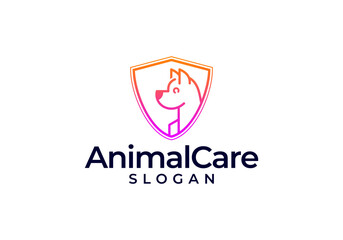simple vector logo icon shield dog