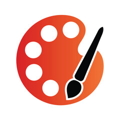 Fototapeta premium Simple Artist Palette with Brush Vector design.