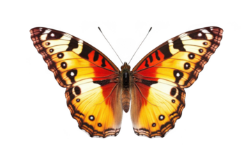 Butterfly shows off intricate wing pattern and colorful nature's beauty.