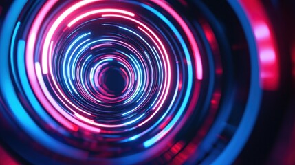 Fototapeta premium Abstract Neon Vortex: Pink and Blue Circular Lights