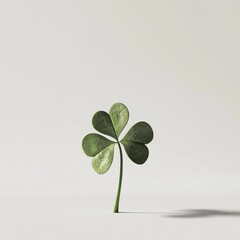 Single, vibrant clover leaf against white background