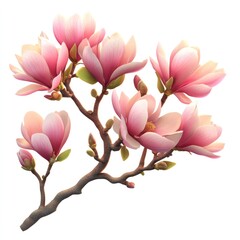 Obraz premium Elegant and Delicate Magnolia Flowers Blossoming on Tree Branches in a Lush Vibrant Spring Nature Scene Soft Fragrant and Romantic Floral Backdrop