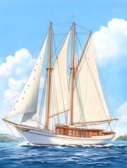 Obraz premium Classic schooner yacht sailing on a sunny day