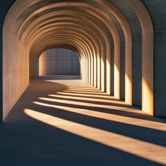Obraz premium Arched concrete passageway with shadows