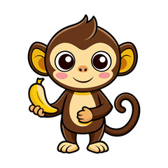 Download Cute Monkey Holding Banana Cartoon Vector Icon Illustration Eps File For Design.