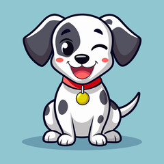 Naklejka premium Download Cute Dalmatian Dog Wink Eye Cartoon Vector Icon Illustration Eps File For Design.