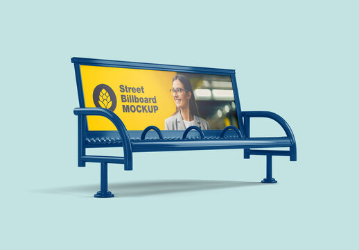 Street Bench Billboard Mockup