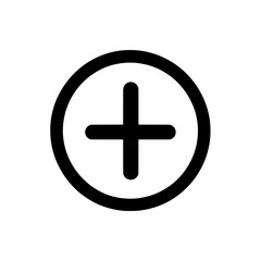Obraz premium Minimal circular plus sign icon in bold black style representing addition, growth, or positive concept