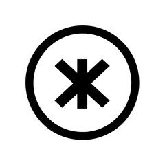 Fototapeta premium Asterisk symbol inside circle representing attention mark, special function, or universal reference icon
