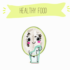 A fig leaf gourd (Cucurbita ficifolia), fruit, vegetable funny character. Vector hand drawn illistration.