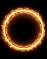 Fiery ring of intense flames against a black background