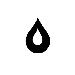 Black droplet symbol in teardrop shape with smooth outline and centered composition