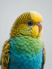 colorful budgerigar parakeet white isolate background