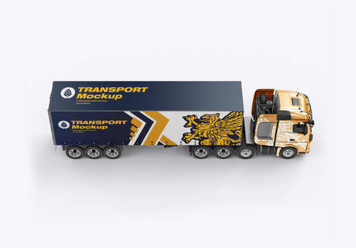  Semi-Trailer Truck Mockup