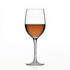 Elegant glass of brown wine placed on a neutral background