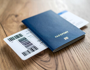 Passport And Boarding Pass On Wooden Table
