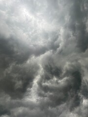 Dramatic, dark, cloudy sky overlay, sky-overlays. Dramatic sky with lighting.  Rain and Thunderstorms in dramatic sky. Bad weather with dark clouds
