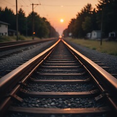 Naklejka premium Railroad Tracks at Sunset