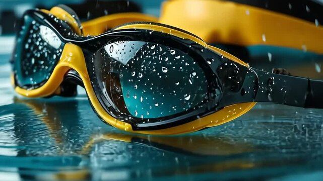 Training with swimming goggles, cap, and stopwatch to enhance skills and performance in competitive swimming drills