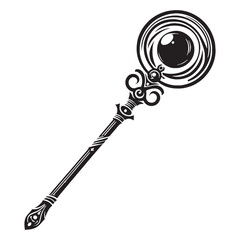 Sleek Wizard Staff silhouette, magical presence in minimal form – Wizard Staff illustration – Minimalist Wizard Staff vector – Weapon silhouette

