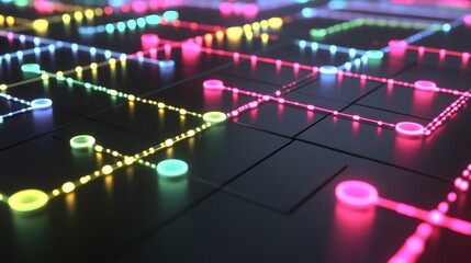 Fototapeta premium Colorful network design on a dark surface.