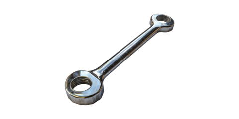 Chrome-Plated Connecting Rod With Threaded Ends. Engine Component For Mechanical Applications Isolated On Transparent Background