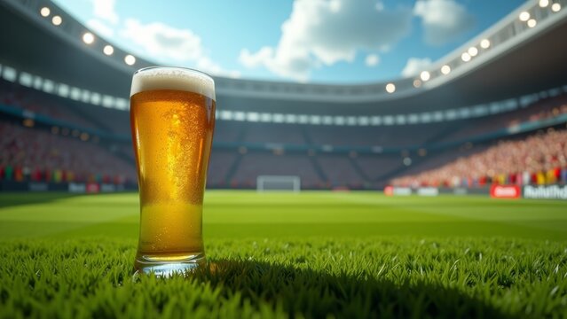 Beer in stadium, Alcohol on pitch, Drink on soccer field, Bever