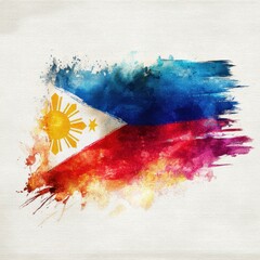 Watercolor Philippine Flag A Vibrant Artistic Representation