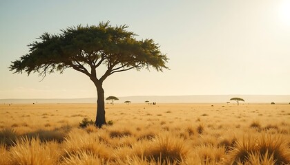 Obraz premium African Savanna with Solitary Tree at Sunset