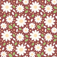 Daisy pattern on red background