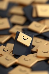 A single happy face stands out amongst many