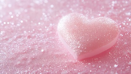 Obraz premium Pink Glitter Heart on Sparkling Background Romantic Valentine s Day Image