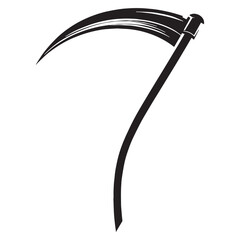 Clean Scythe silhouette, bold presence with fine lines – Scythe illustration – Minimalist Scythe vector – Weapon silhouette

