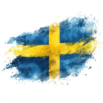 Watercolor Swedish Flag Artistic National Symbol