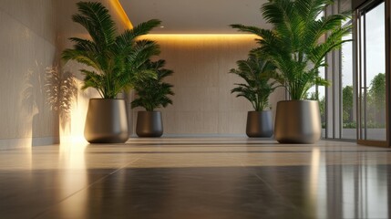 Naklejka premium Indoor plants in lobby area