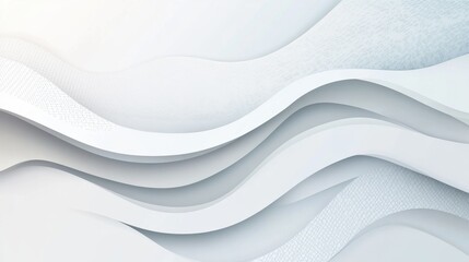 Abstract white waves with layers, shadows, and subtle texture creating a modern background design.