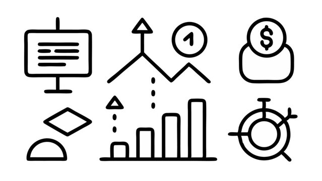 Line icon set focused on profit increase and decrease icons, offering simple yet effective symbols for use in financial, business, and economic graphics