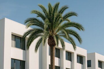 Modern architecture with palm.